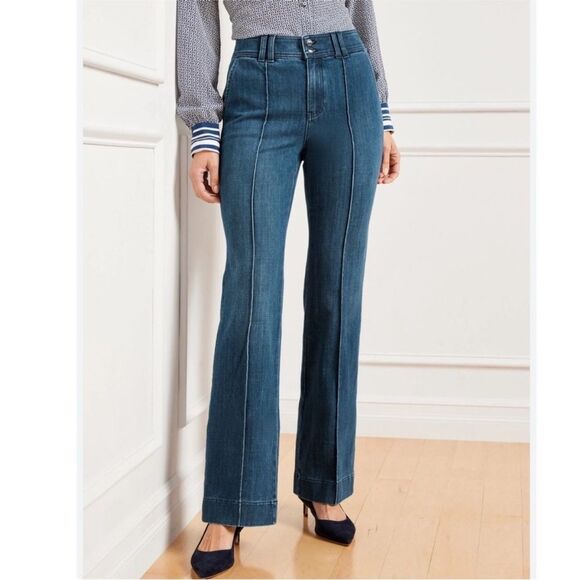 Talbots Flare Leg Pintuck Jeans – Lapis Wash, Size Petite 8P - Picture 2 of 8